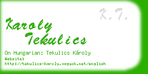 karoly tekulics business card