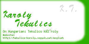 karoly tekulics business card